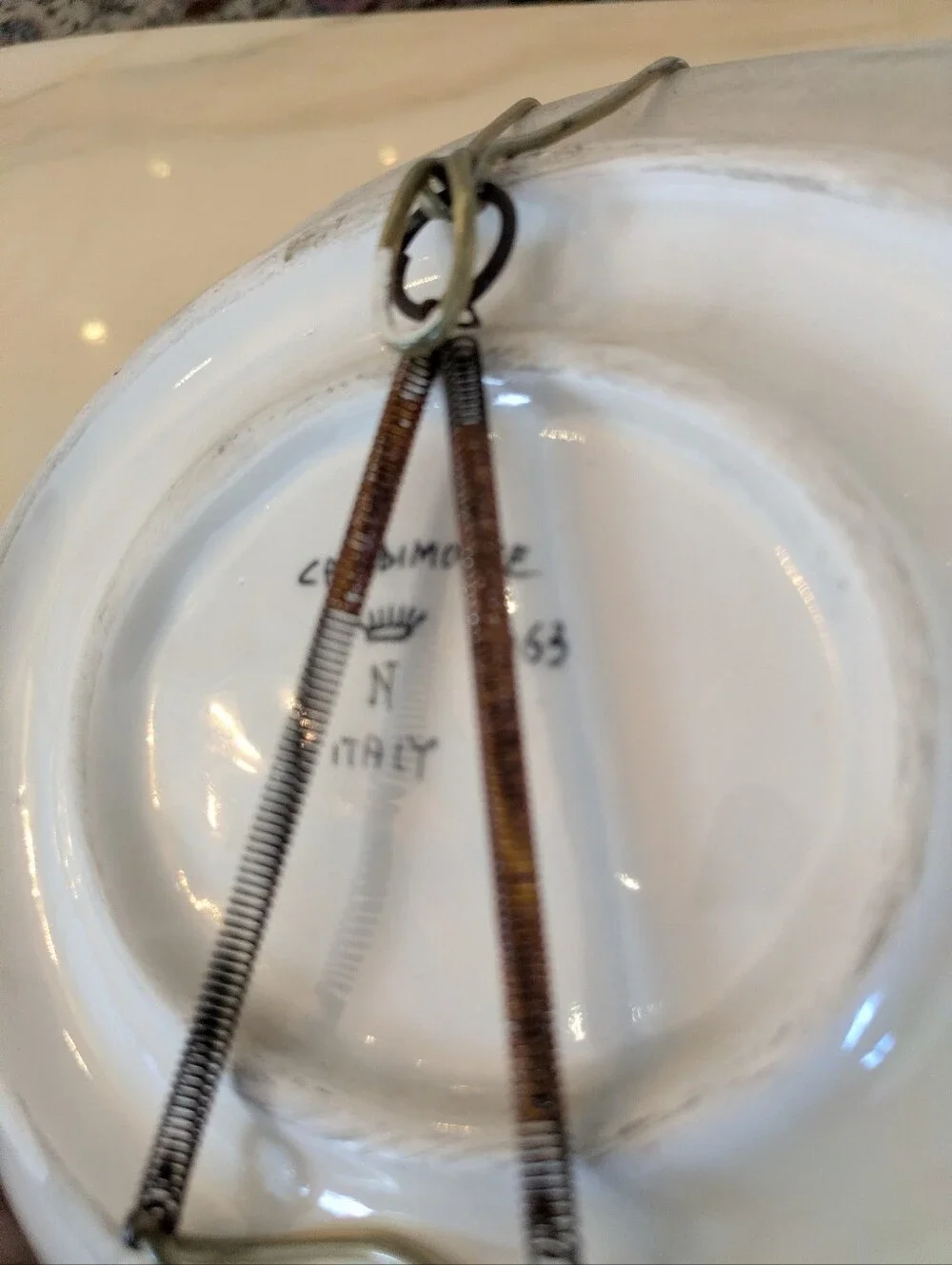 Antique Italian Capodimonte Decorative Hanging Bowl